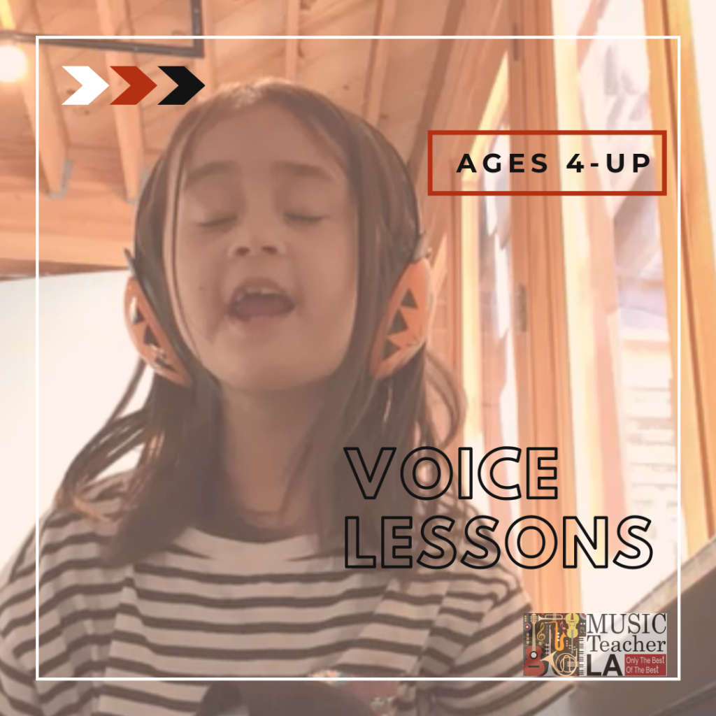 Young girl is singing at her online music lesson with Music Teacher LA teacher
